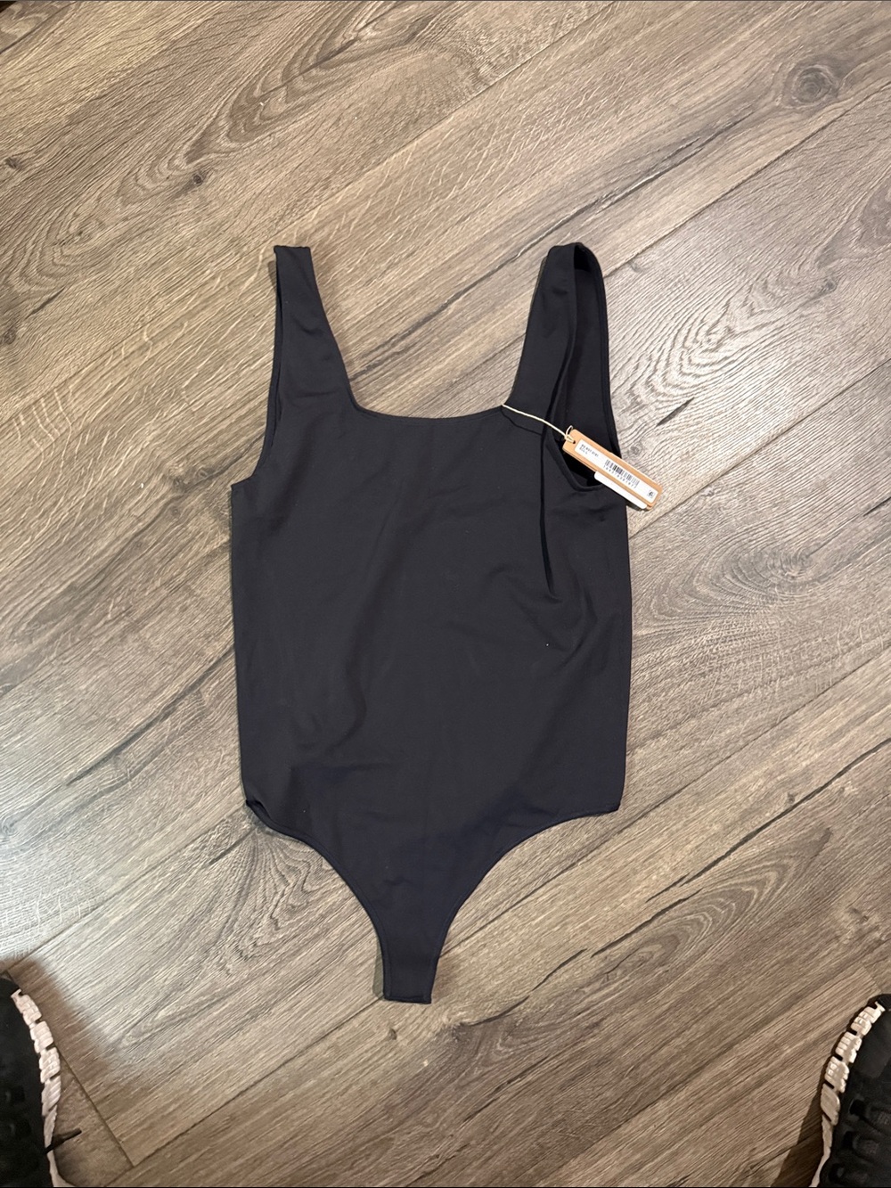 SKIMS Black Square Neck Sleek Stretch Bodysuit